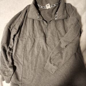 Grey Victoria's Secret PINK Quarter Zip Pullover in Medium